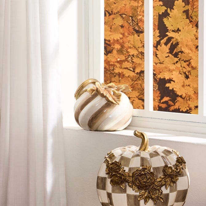 MacKenzie-Childs Fall Decor Mocha Swirl Twisted Stem Pumpkin