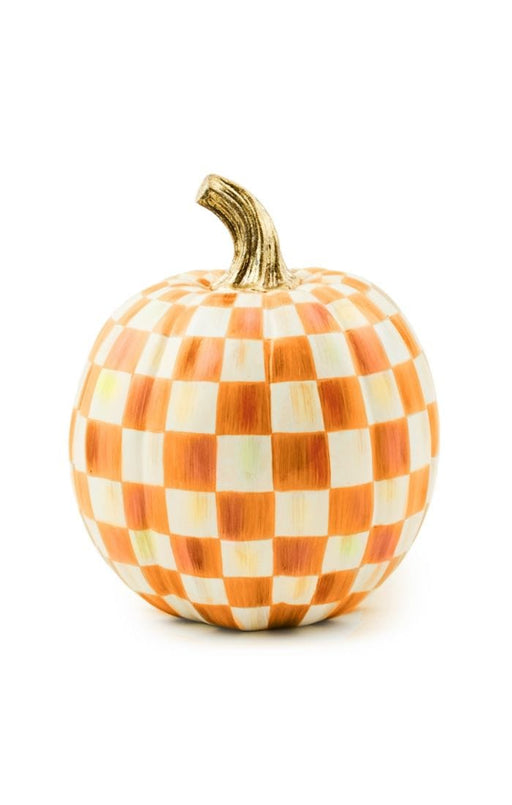 MacKenzie-Childs Fall Decor Orange Check Small Pumpkin