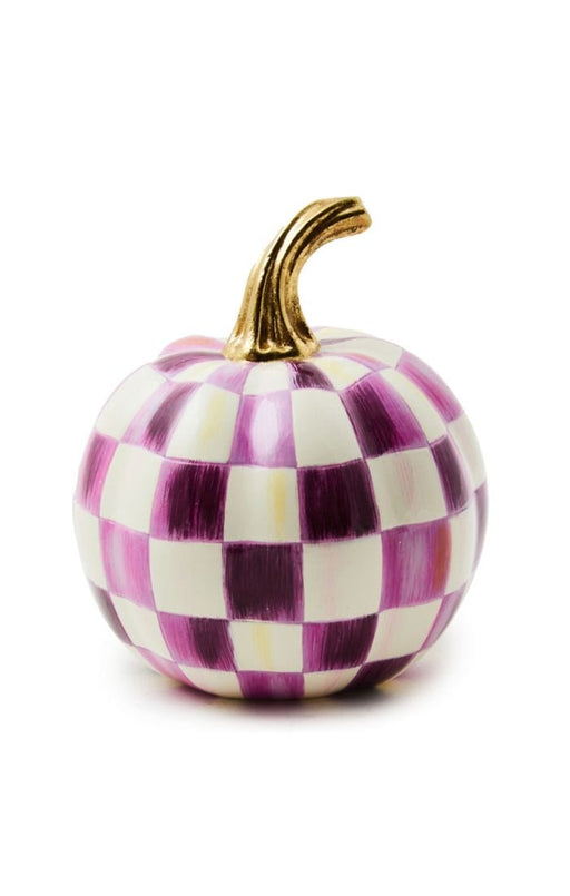 MacKenzie-Childs Fall Decor Plum Check Mini Pumpkin