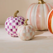 MacKenzie-Childs Fall Decor Rosy Check Mini Pumpkin