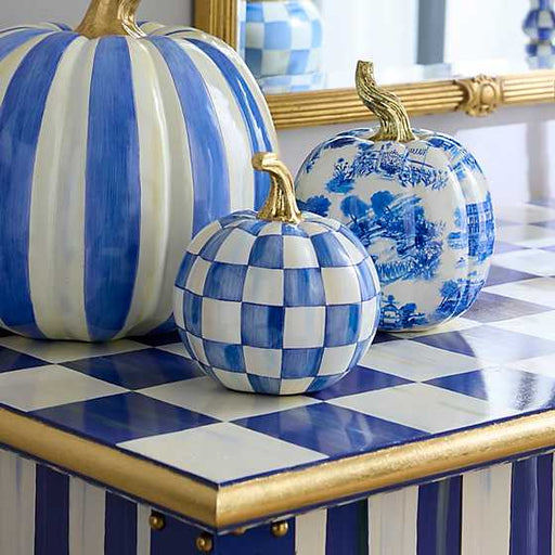 MacKenzie-Childs Fall Decor Royal Check Mini Pumpkin