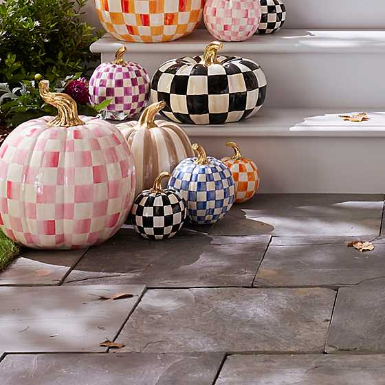 MacKenzie-Childs Fall Decor Royal Check Small Pumpkin