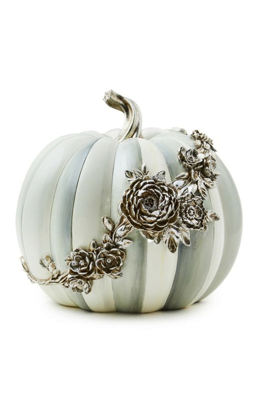 MacKenzie-Childs Fall Decor Sterling Stripe Silver Floral Garland Pumpkin