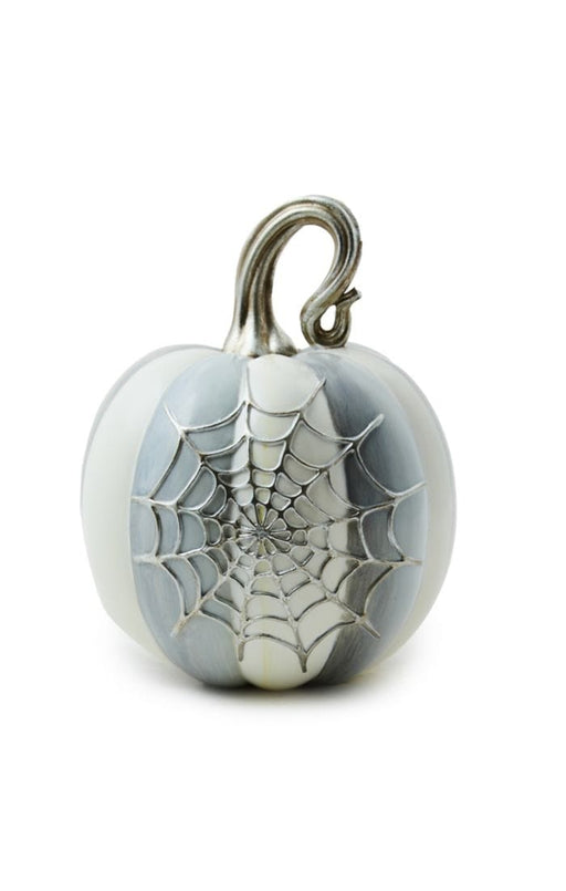 MacKenzie-Childs Fall Decor Sterling Stripe Spider Web Pumpkin