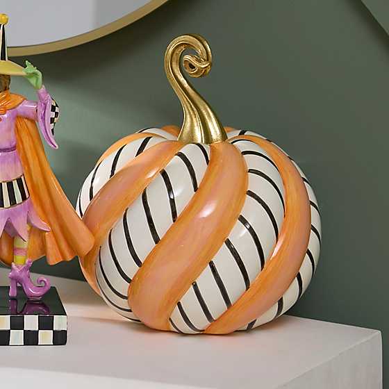 MacKenzie-Childs Fall Decor Trick or Treat Candy Swirl Medium Pumpkin