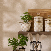 MacKenzie-Childs Flower Pot Mocha Check Large Flower Pot