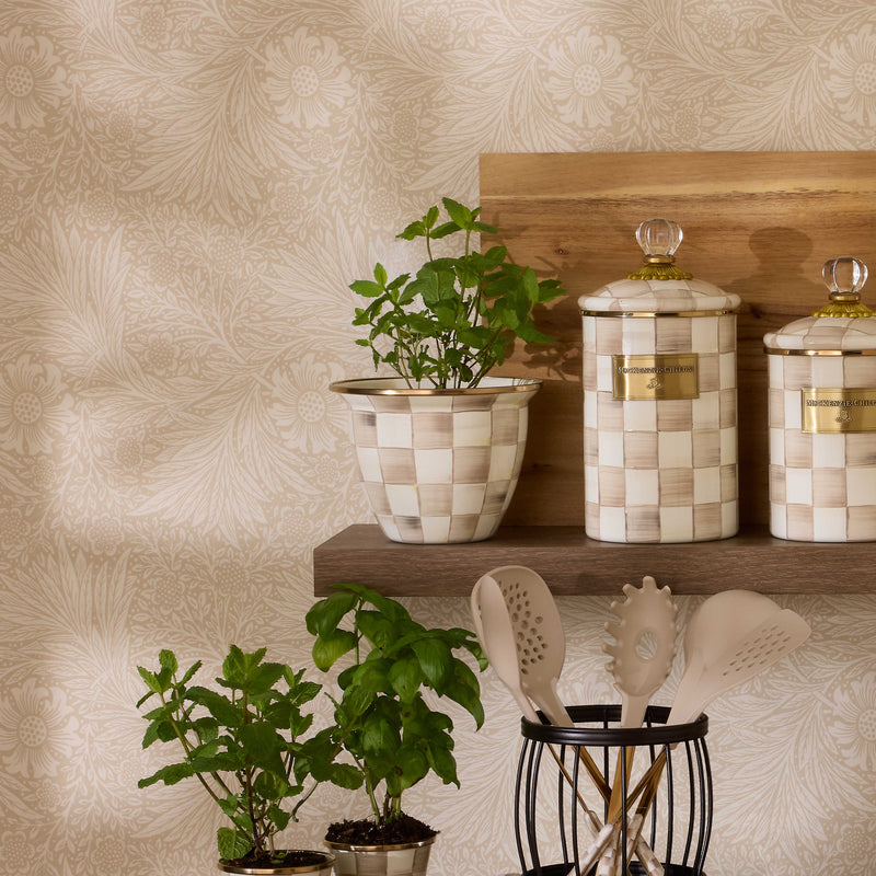 MacKenzie-Childs Flower Pot Mocha Check Large Flower Pot