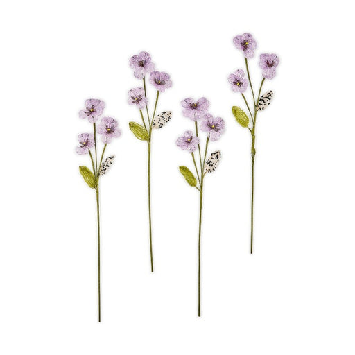MacKenzie-Childs Flower Stems Purple Pansy Beaded Flower Stems, Set of 4