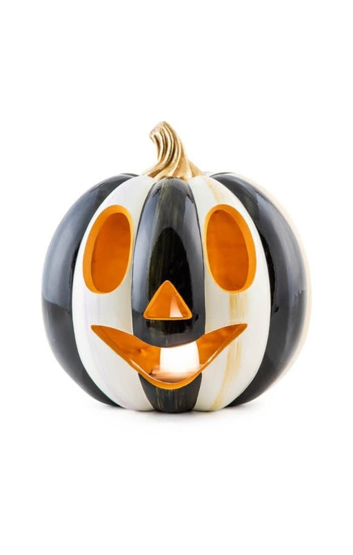 MacKenzie-Childs Halloween Courtly Stripe Illuminated Jack O' Lantern