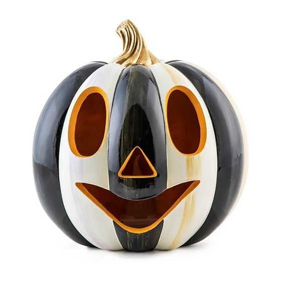 MacKenzie-Childs Halloween Courtly Stripe Illuminated Jack O' Lantern