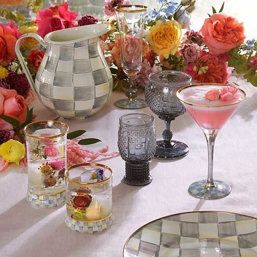 MacKenzie-Childs Highball Glasses Sterling Check Highball