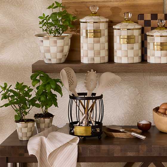MacKenzie-Childs Kitchen Tools & Accessories Mocha Check Utensil Caddy Set
