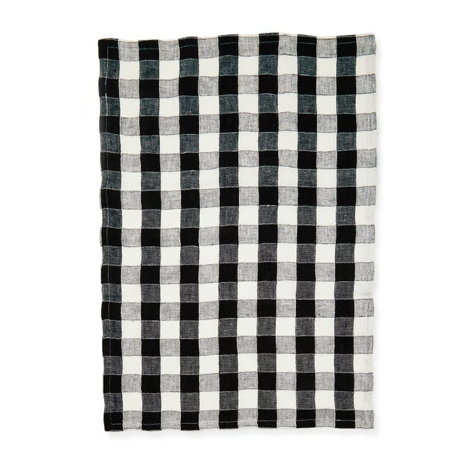 MacKenzie-Childs Kitchen Towels Black Check Linen Dish Towel