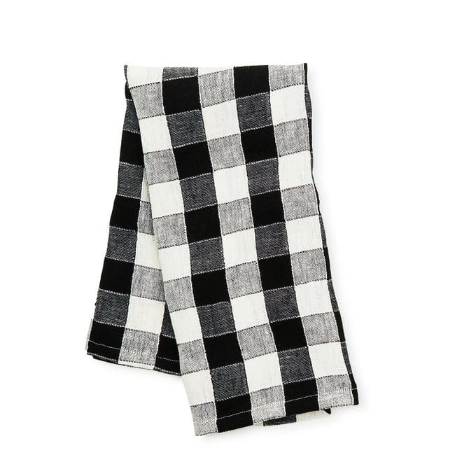 MacKenzie-Childs Kitchen Towels Black Check Linen Dish Towel