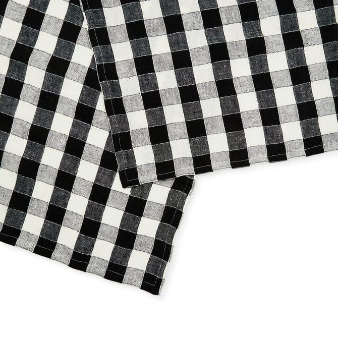 MacKenzie-Childs Kitchen Towels Black Check Linen Dish Towel