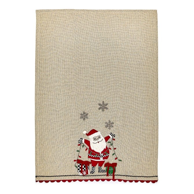 MacKenzie-Childs Kitchen Towels Mackenzie-Childs Santa with Tree Lights Embroidered Dish Towels, Set of 2