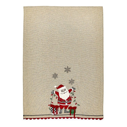 MacKenzie-Childs Kitchen Towels Mackenzie-Childs Santa with Tree Lights Embroidered Dish Towels, Set of 2