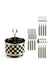 MacKenzie-Childs Kitchen Utensils Courtly Check Supper Club Flatware & Caddy Set