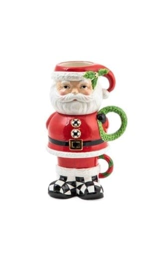 MacKenzie-Childs Mugs Granny Kitsch Santa Mug Tower