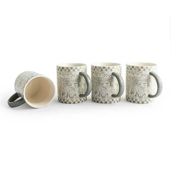 MacKenzie-Childs Mugs Sterling Cottage Mugs, Set of 4