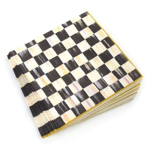 MacKenzie-Childs Napkins Courtly Check Paper Napkins - Dinner - Gold