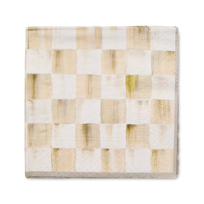 MacKenzie-Childs Napkins Mocha Check Cocktail Paper Napkins