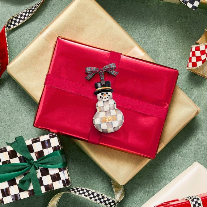 MacKenzie-Childs Ornament Sterling Check 2025 Snowman Ornament