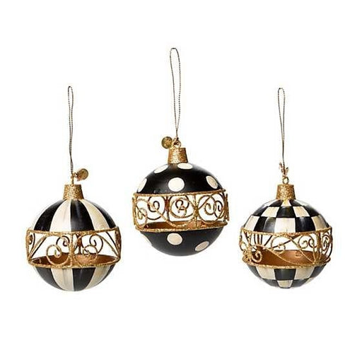 MacKenzie-Childs Ornaments Black Filigree Ornaments - Set of 3