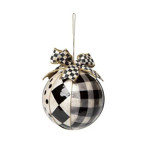 MacKenzie-Childs Ornaments Black & White Patchwork Capiz Ornaments - Set of 2