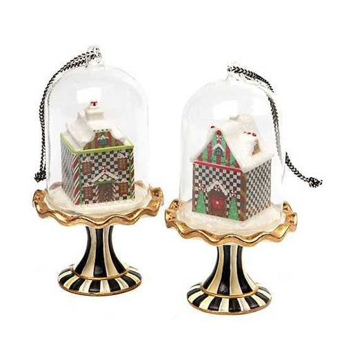 MacKenzie-Childs Ornaments Candy Cottage Cloche Ornaments - Set of 2