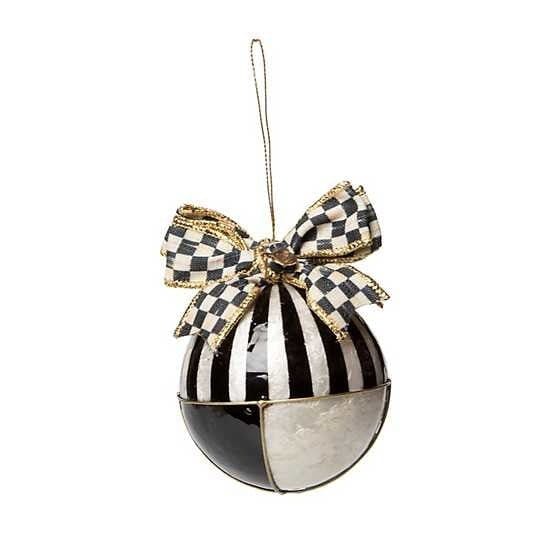 MacKenzie-Childs Ornaments Checkmate Geo Capiz Ball Ornaments - Set of 4