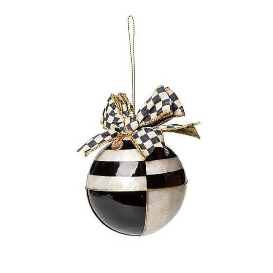 MacKenzie-Childs Ornaments Checkmate Geo Capiz Ball Ornaments - Set of 4