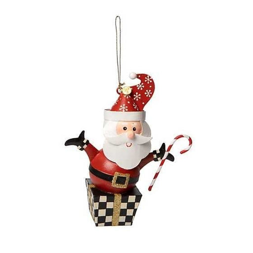 MacKenzie-Childs Ornaments Checkmate Gift Box Santa Ornaments - Set of 3