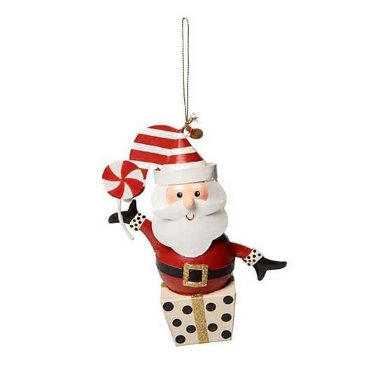 MacKenzie-Childs Ornaments Checkmate Gift Box Santa Ornaments - Set of 3