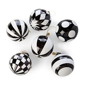 MacKenzie-Childs Ornaments Checkmate Glass Ball Ornaments - Set of 6