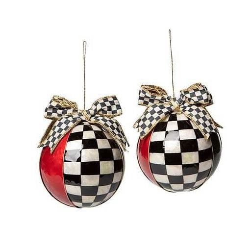 MacKenzie-Childs Ornaments Christmas Magic Geo Capiz Ornaments - Set of 2