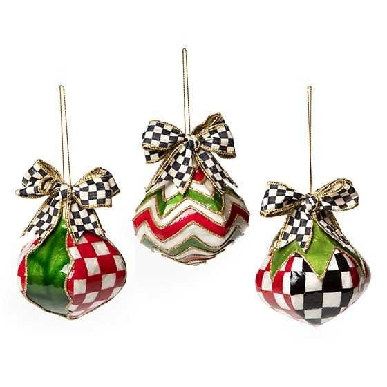 MacKenzie-Childs Ornaments Christmas Magic Onion Capiz Ornaments - Set of 3