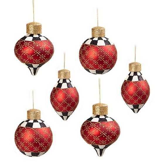 MacKenzie-Childs Ornaments Christmas Magic Sparkle Glass Ornaments - Set of 6