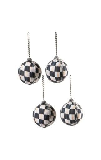 MacKenzie-Childs Ornaments Courtly Check Ball Ornaments - Large - Set of 4 - FINAL SALE