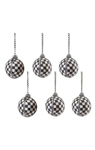 MacKenzie-Childs Ornaments Courtly Check Ball Ornaments - Medium - Set of 6