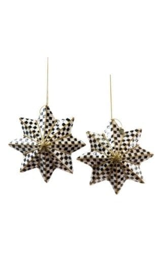 MacKenzie-Childs Ornaments Courtly Check Capiz Star Ornaments - Set of 2