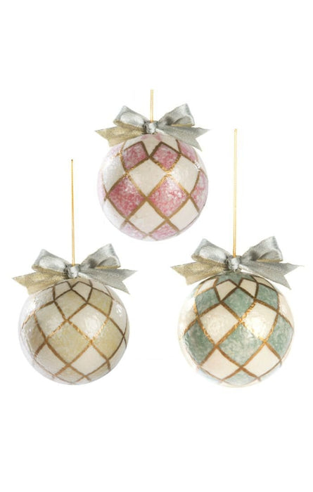 MacKenzie-Childs Ornaments Diamond Capiz Ornaments- Set of 3