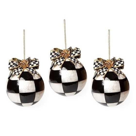 MacKenzie-Childs Ornaments Farmhouse Check Capiz Ornaments - Set of 3