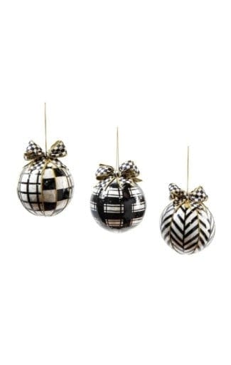 MacKenzie-Childs Ornaments Glam Up Geometric Capiz Ball Ornaments - Set of 3