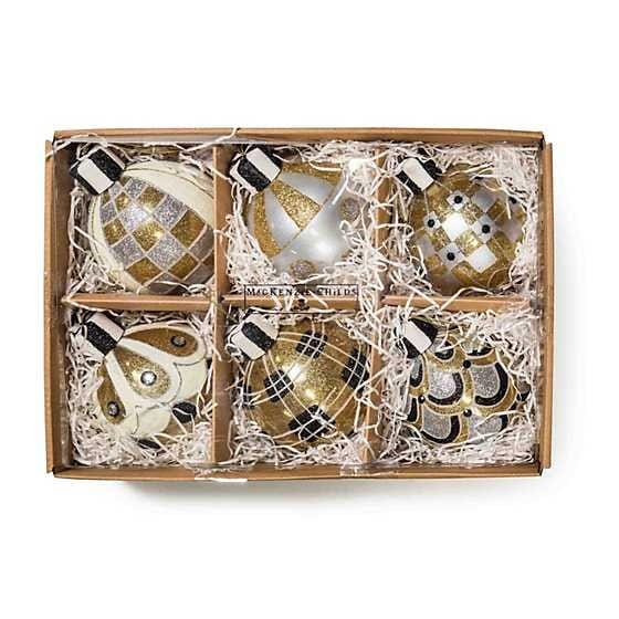 MacKenzie-Childs Ornaments Glam Up Glass Ball Ornaments - Set of 6