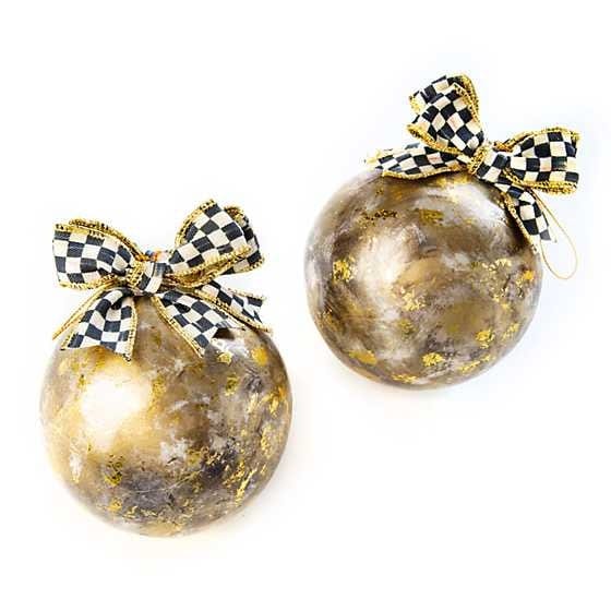 MacKenzie-Childs Ornaments Gold Marbled Ball Ornaments - Set of 2