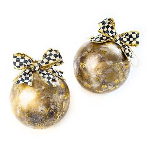 MacKenzie-Childs Ornaments Gold Marbled Ball Ornaments - Set of 2