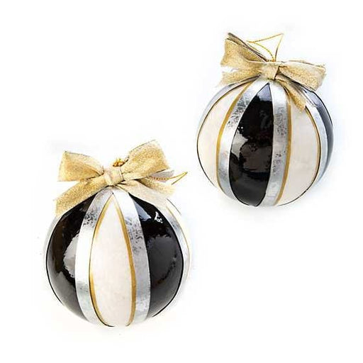 MacKenzie-Childs Ornaments Metallic Stripe Ball Ornaments - Set of 2