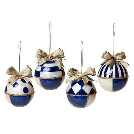 MacKenzie-Childs Ornaments Royal Geo Capiz Ball Ornaments - Set of 4