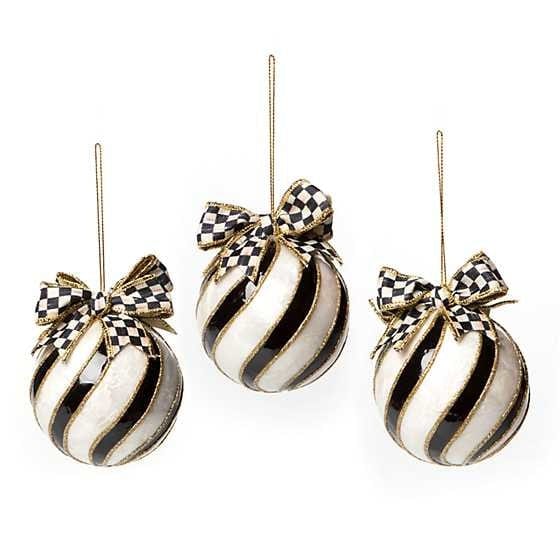 MacKenzie-Childs Ornaments Striped Swirl Capiz Ornaments - Set of 3